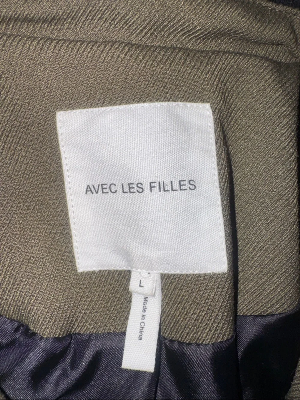 Avec Les Filles Olive Green and Black Mixed-Media Varsity Jacket - Picture 2 of 3